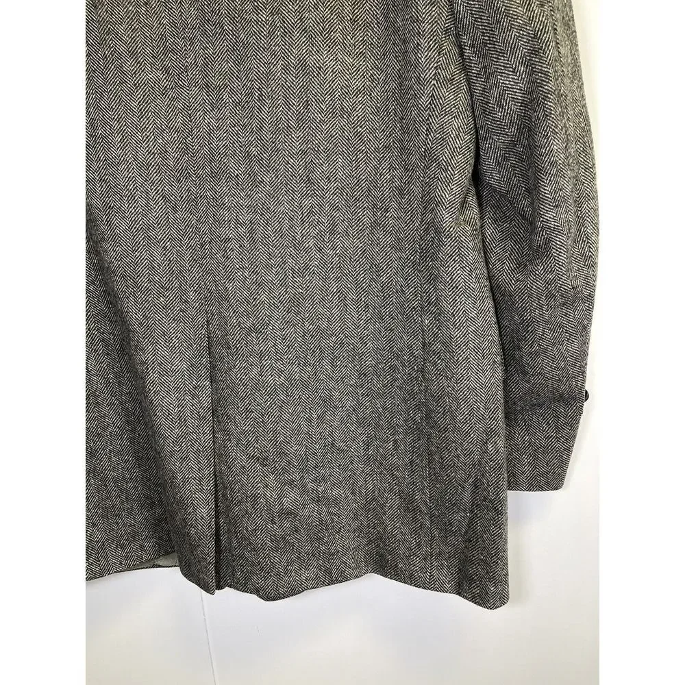 Oakton Men's Black/Gray Herringbone Blazer 44R Lined Tailored In U.S.A $395‎